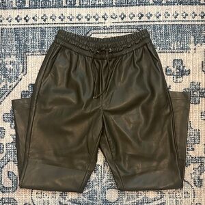 Marc New York Olive Green Faux Leather Joggers